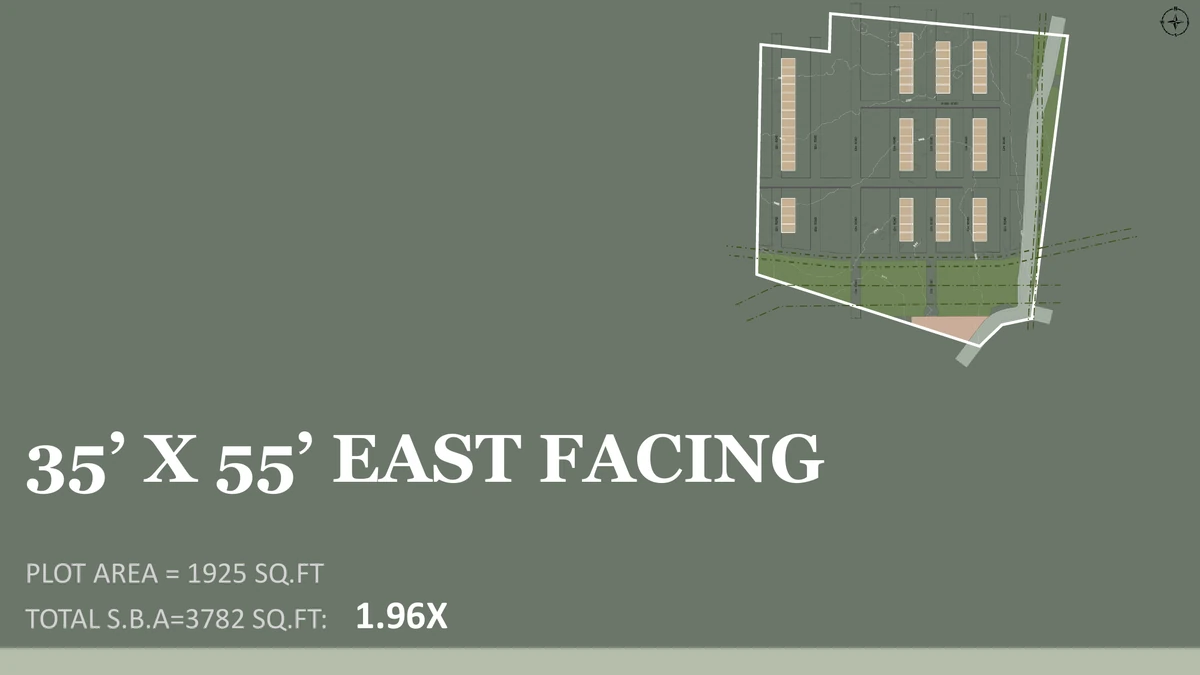 Nambiar Beverly Park 35 x 55 east-facing villa key plan, 3,782 sq.ft. saleable
