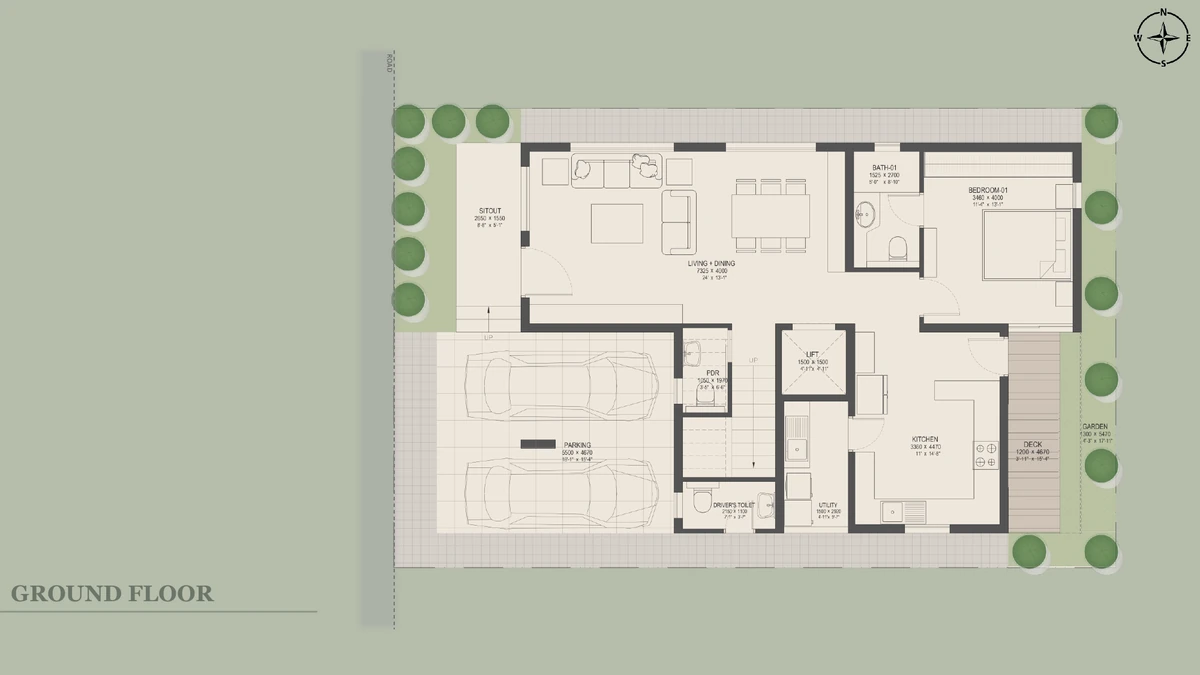 Nambiar Beverly Park 35 × 55 west facing villa ground floor plan