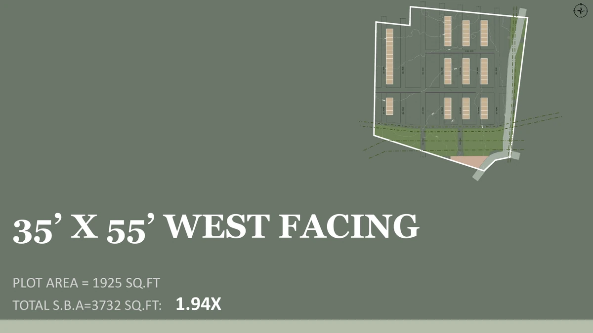 Nambiar Beverly Park 35 x 55 west-facing villa key plan, 3,732 sq.ft. saleable