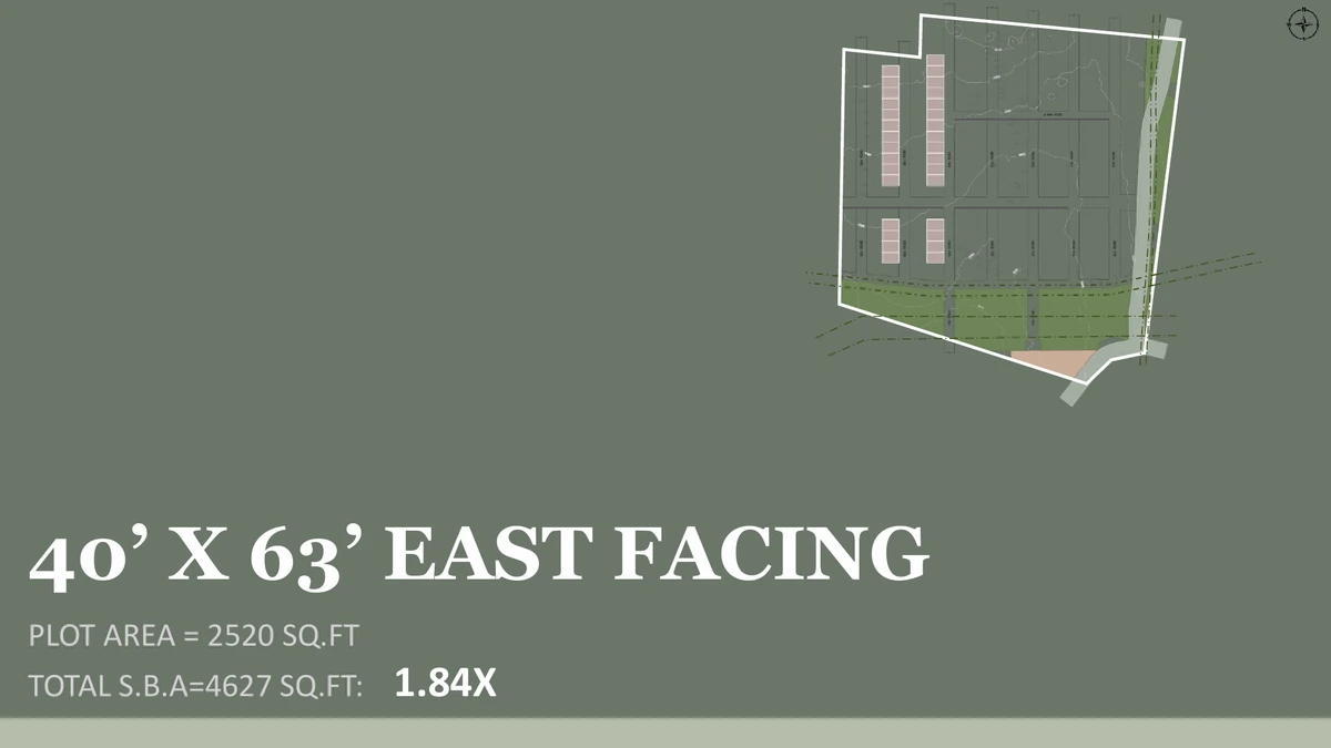 Nambiar Beverly Park 40 x 63 east-facing villa key plan, 4,627 sq.ft. saleable