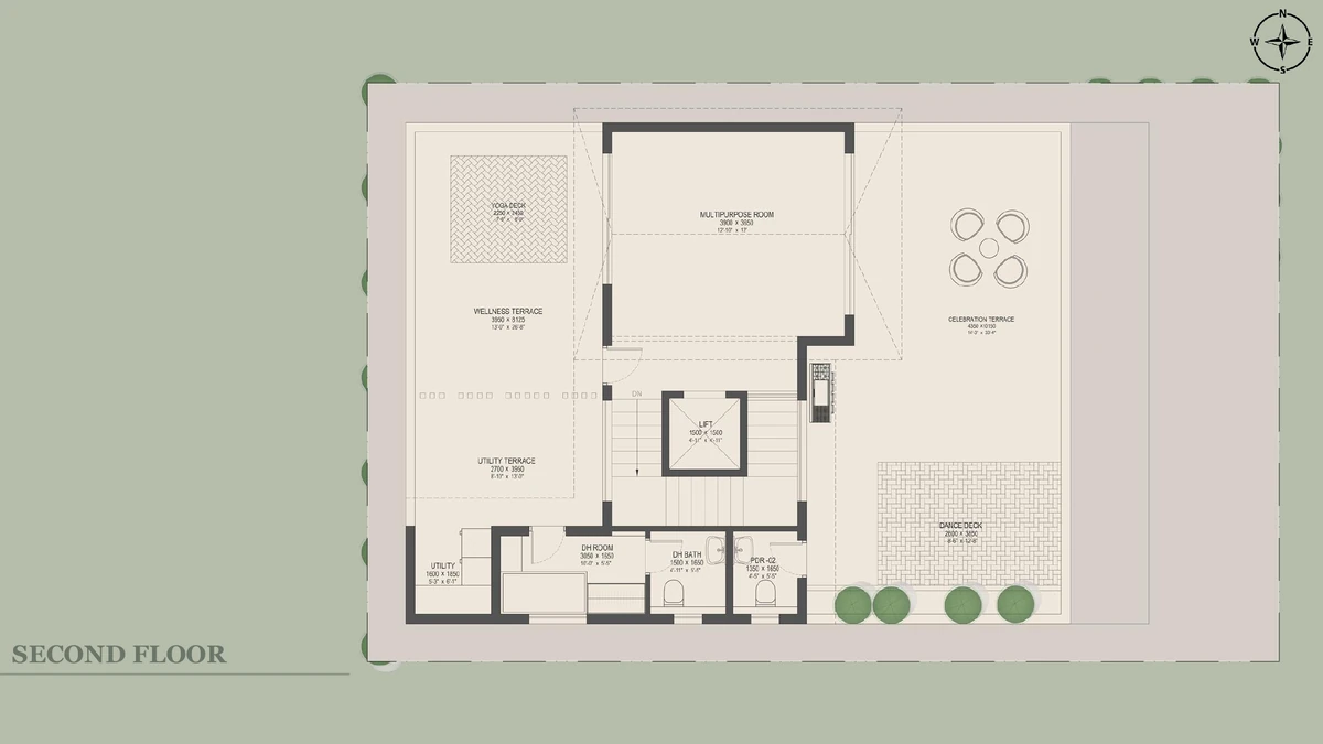 Nambiar Beverly Park 40 × 63 east facing villa second floor terrace plan