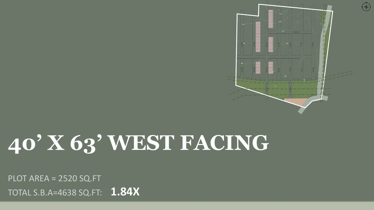 Nambiar Beverly Park 40 x 63 west-facing villa key plan, 4,638 sq.ft. saleable