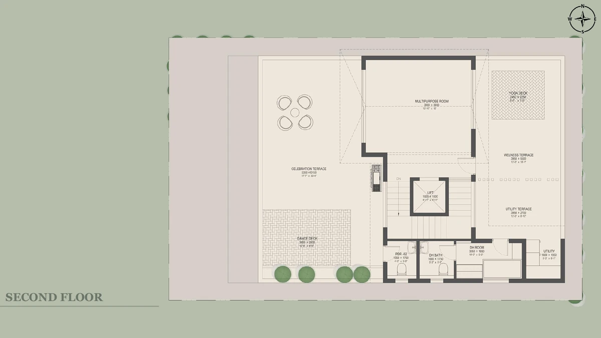 Nambiar Beverly Park 40 × 63 west facing villa second floor terrace plan